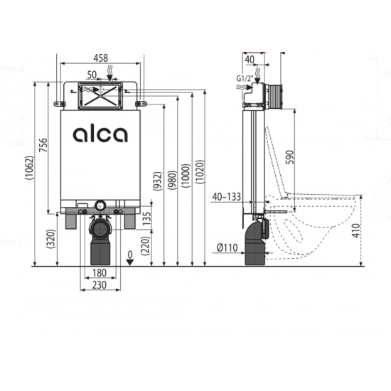 Podtynkowy system instalacyjny do zabudowy ciężkiej AM100/1000 ALCAMODUL